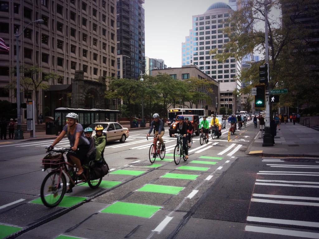 Protected Bike Lanes Guard Cyclists from Pollution