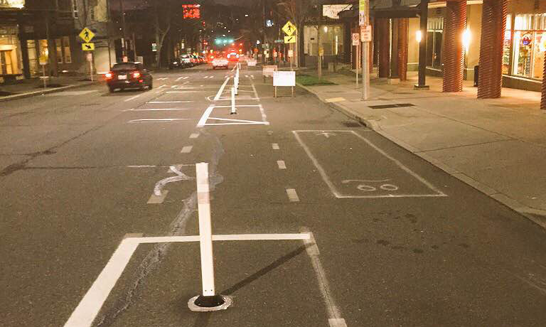 SDOT Installing Interim Protected Bike Lane on Roosevelt