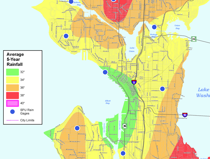 Map of the Week: Rainfall Across Seattle Neighborhoods