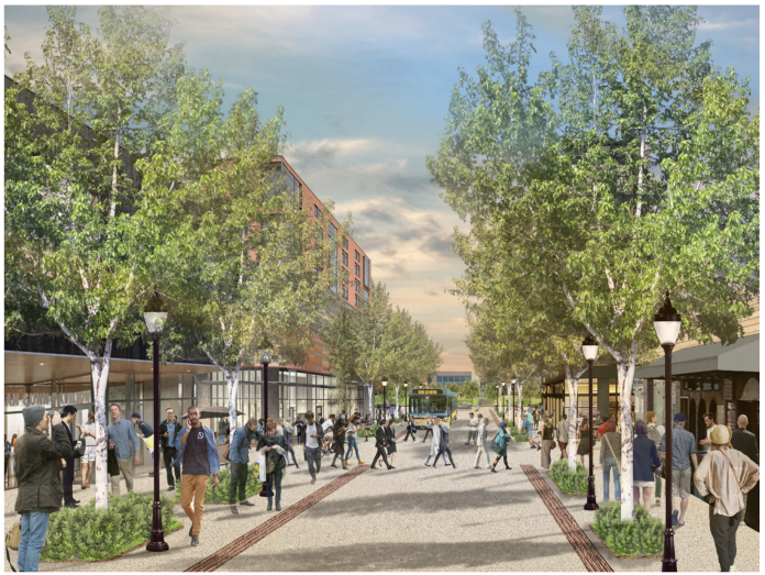 Rendering of 43rd Street NE once pedestrianized