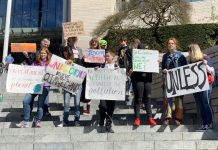Fridays for the Future: Youth Climate Activists Rally at City Hall At the first organized Fridays for the Future strike in front of Seattle City Hall a small, but committed group of youth demanded that local government take action on climate change by investing in affordable housing and free public transit. Photo by author.