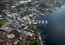 Pro-Housing Kirkland Council Candidates Discuss Affordability, Opponents Skip Forum Aerial photo of Downtown Kirkland waterfront as of 2011. (Photo by Jelson25 / Wikimedia Commons)