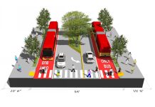 We Must Design Aurora Avenue to Put Safety First Bus lanes and dropping a general purpose lane in each direction would turn Aurora Avenue into a much safer and more walkable street. (Image by Ryan DiRaimo)