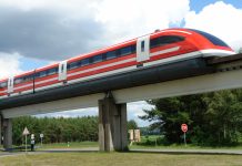 I-5 Lid Could Support Downtown Seattle High-Speed Rail Station Transrapid series 09 vehicle at the Emsland Test Facility, northern Germany. (Credit: Állatka / Wikimedia Commons)