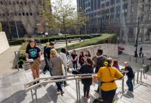 It’s Well Past Time We Ditch Fossil Fuels Youth climate activists organized the first Fridays for the Future rally on March 22, 2019. District 4 City Council candidate Shaun Scott attended and gave a brief talk encouraging activists. (Photo by author)