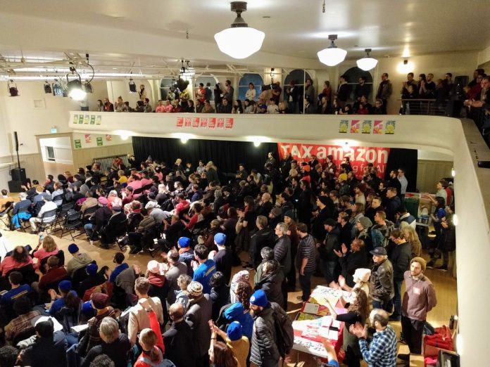 Sawant Rally Washington Hall was filled to the brim with Sawant supporters. (Photo by Doug Trumm)