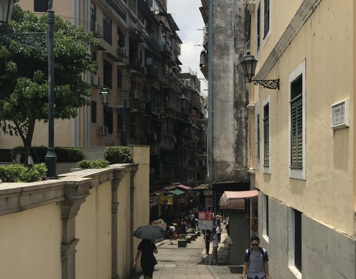 640184A7-A812-483A-8F27-65F48971ABD2 A pedestrian street in Macau.