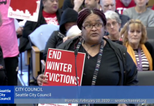 Seattle Council Passes Winter Eviction Ban Against Protests of Mayor Durkan and Landlord Lobby A support of the winter evicition ban testified ahead of the Seattle City Council's vote. (Seattle Channel)