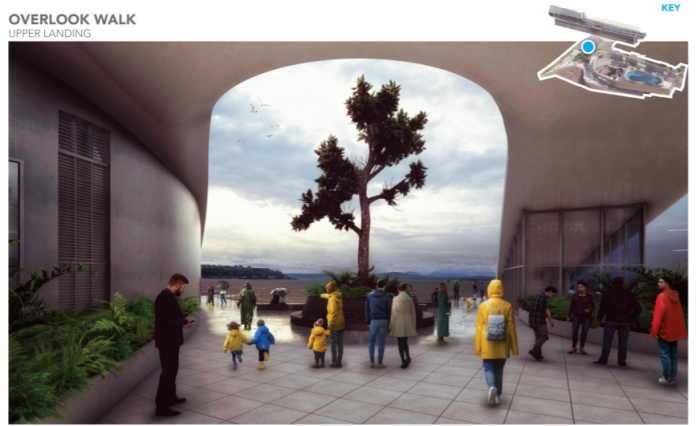 Screenshot 2020-03-12 at 2.36.32 PM The Overlook Walk's forking staircase creates a unique shelter underneath. (City of Seattle)