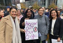What Sawant’s Close 310-Vote Recall Victory Means for Seattle Politics Councilmember Teresa Mosqueda with colleagues Tammy Morales to right and Lorena Gonzalez and Kshama Sawant to left during election rally at Amazon Spheres. (Credit: Teresa Mosqueda)