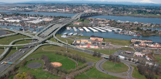 Urbanist Podcast: Olympia Preview and a Highway Boondoggle An aerial view of a large highway bridge.