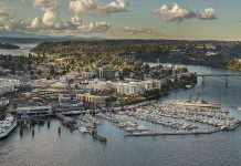 Bremerton Becomes Latest Washington City to Ditch Parking Mandates Bird's eye view of downtown Bremerton with the marina and some midrise buildings in the foreground.