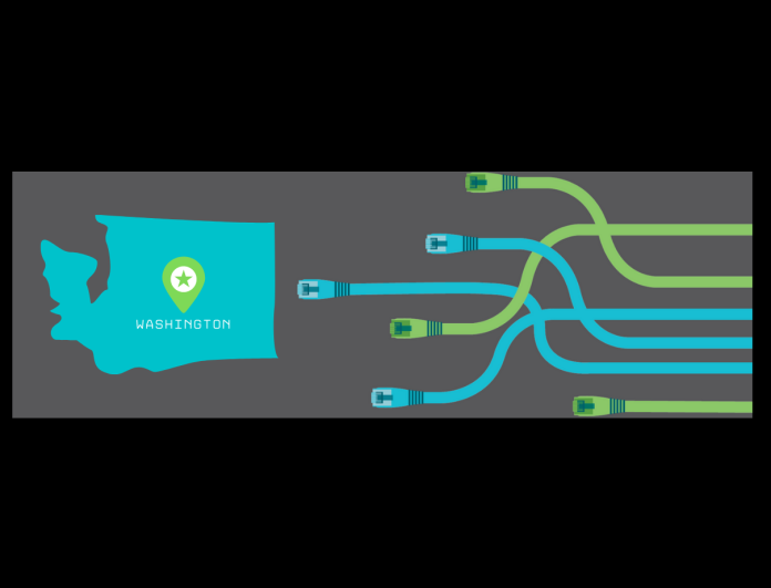 HB 1336 Image Washington state outline with ethernet cables