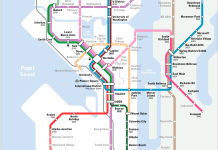 Seattle Subway’s 2021 Map Upgrades Light Rail Connections in Renton, Lynnwood, and Kirkland A map of the Seattle Subway's vision map of a light rail system made of seven lines that would cover much of the city.
