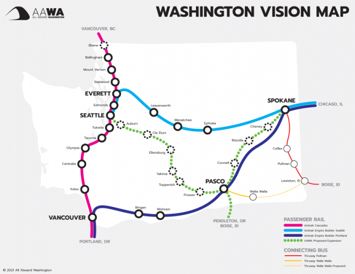 All Aboard Washington Vision Map passenger rail