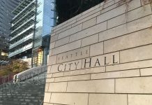 Mayor Harrell Extends Seattle’s Eviction Moratorium until February 14th Seattle City Hall sign and steps.