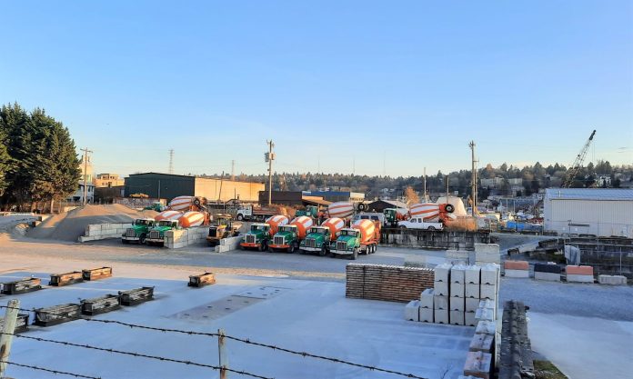 Concrete trucks at Ballard Sand and Graval yard