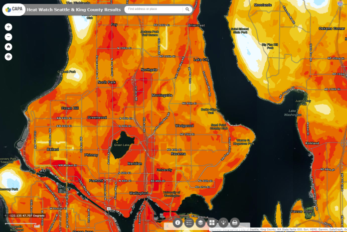 Heat Island Map - N Seattle focus