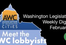 The Association of Washington Cities’ Local Control Fixation WALeg Week 5 Cover. Image: Association of Washington Cities Meet the AWC Lobbyists logo.