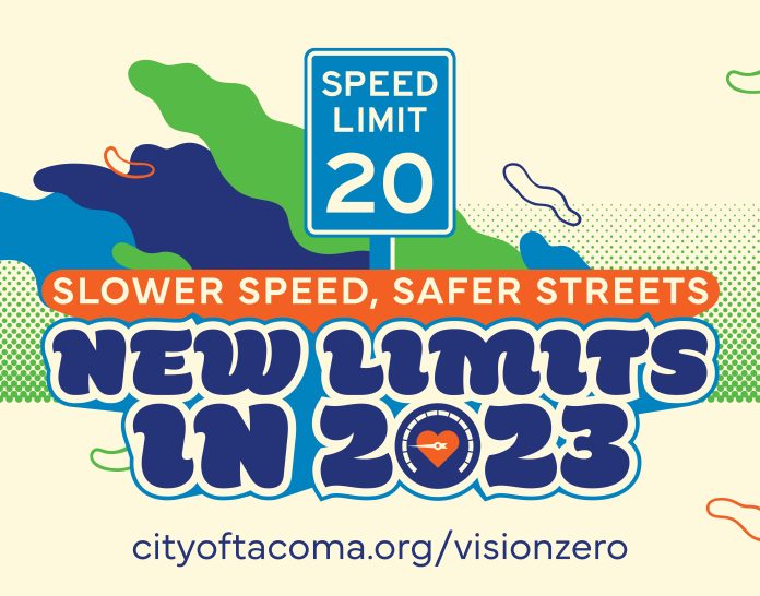 Cover 1. Vision Zero Campaign A flyer advertising the new 20 miles per hour speed limit in Tacoma in 2023