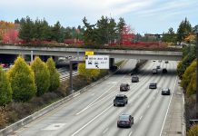Mercer Island Debates Surveillance Cameras i-90 traffic under the Mercer Island lid at the HOV off-ramp to the island.