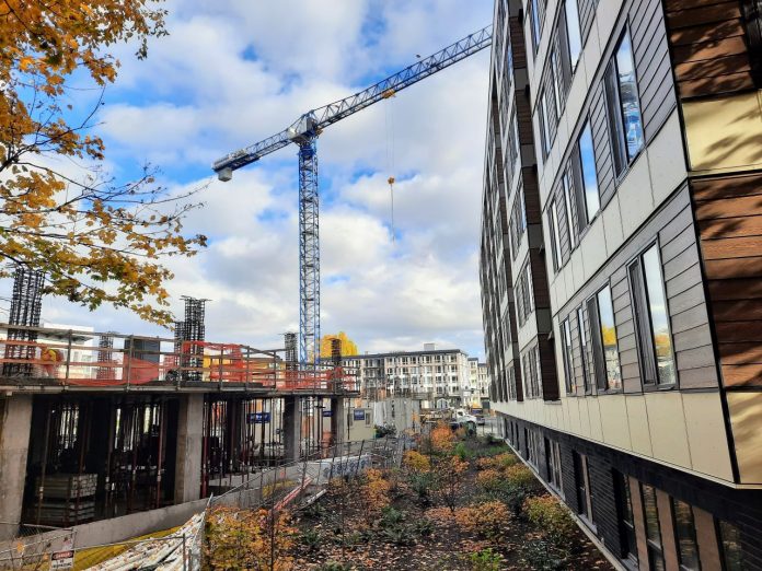 Apartment complex construction near U Village by Trumm