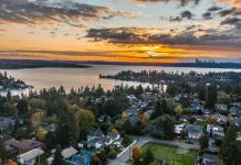 Op-Ed: The Case for Accessory Dwelling Units Aerial view of houses near Lake Washington at sunset.