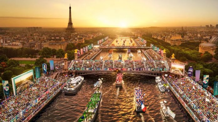 Rendering of Paris Olympis Opening Ceremony on Seine