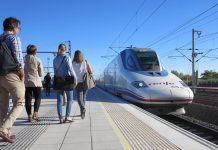 WSDOT Wins $50 Million Grant for Cascadia High-Speed Rail Planning A group of a half dozen passengers walk to board a train