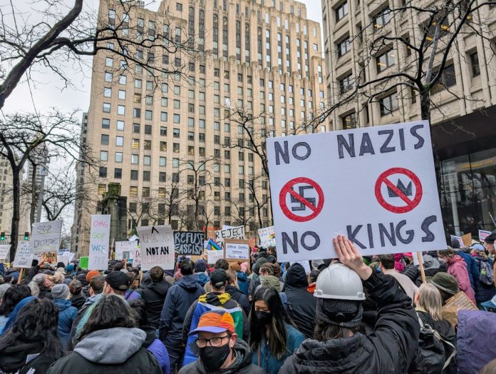 No Nazis, No Kings Sign at Anti-Trump Protest - Trumm_20250217
