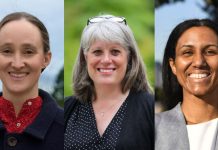 2025 Primary Election Endorsements Pictured right to left, Wilson is a white woman with her hair pulled back. Balducci is a white woman with gray hair and her glasses on her head. Foster is a black woman in a gray blazer.