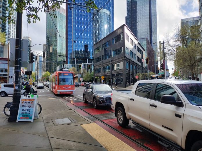 Streetcar stuck on Westlake