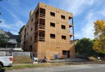 Home in Tacoma Rezones Generate Small Permit Bump in First Months Wood frame construction for a four-story building, counting the basement garage.